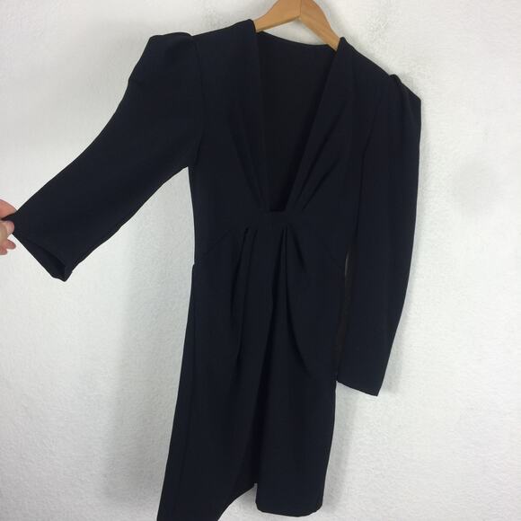 IRO Robiela Black Deep Plunge Puff Sleeve Mini Dress Size Small - Picture 9 of 11